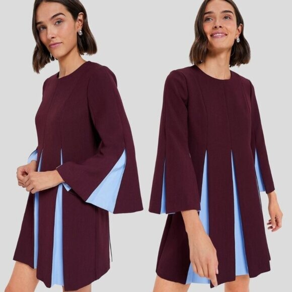 Tuckernuck NEW Merlot Griffiths Bell Long Sleeve Colorblock Mini Dress Size XS - Picture 1 of 10